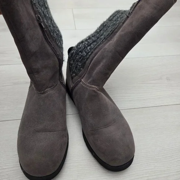 Muk Luks Womens 9 Gray Boots Shoes Lila Sherpa Fleece Lining Winter - Picture 3 of 8